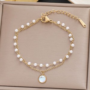 Pulseira Aço Pérolas